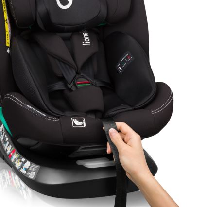 Lionelo - Seggiolino auto con base girevole BASTIAAN ONE i-Size 40-150 cm Nero Carbonio
