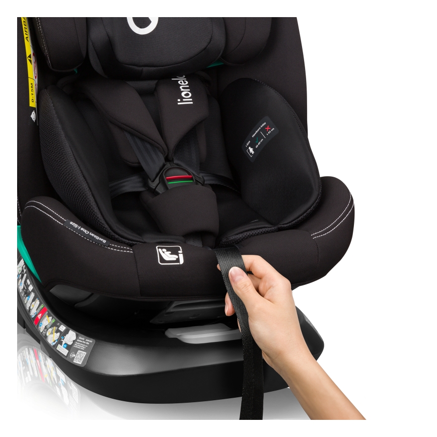 Lionelo - Seggiolino auto con base girevole BASTIAAN ONE i-Size 40-150 cm Nero Carbonio