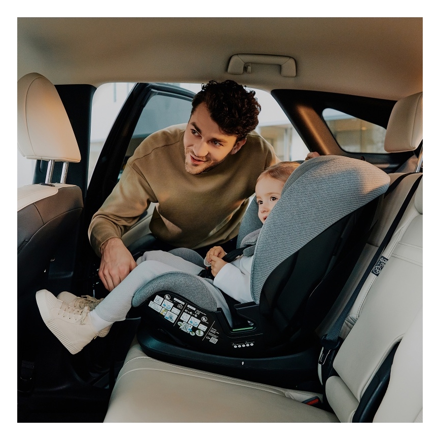 Lionelo - Seggiolino auto girevole con base LAVENDER i-Size 76-150 cm Grey Stone