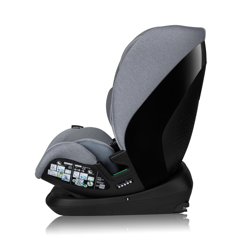 Lionelo - Seggiolino auto girevole con base LAVENDER i-Size 76-150 cm Grey Stone
