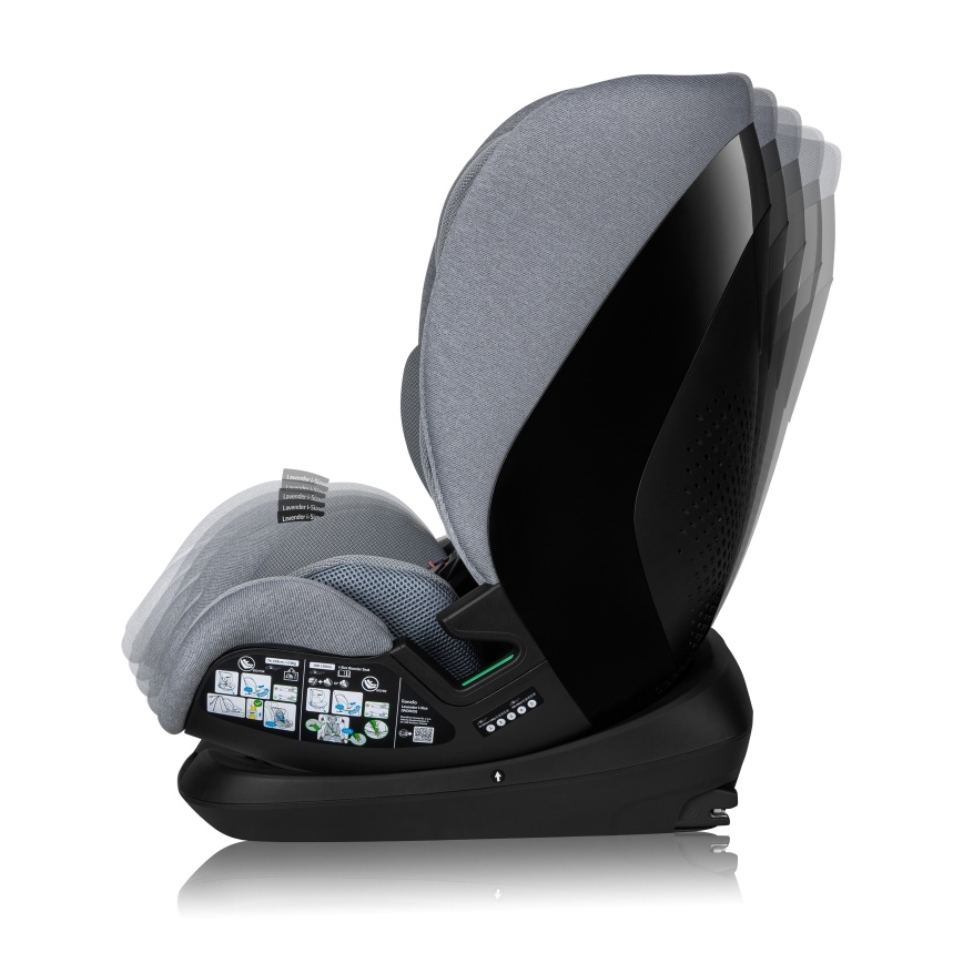 Lionelo - Seggiolino auto girevole con base LAVENDER i-Size 76-150 cm Grey Stone