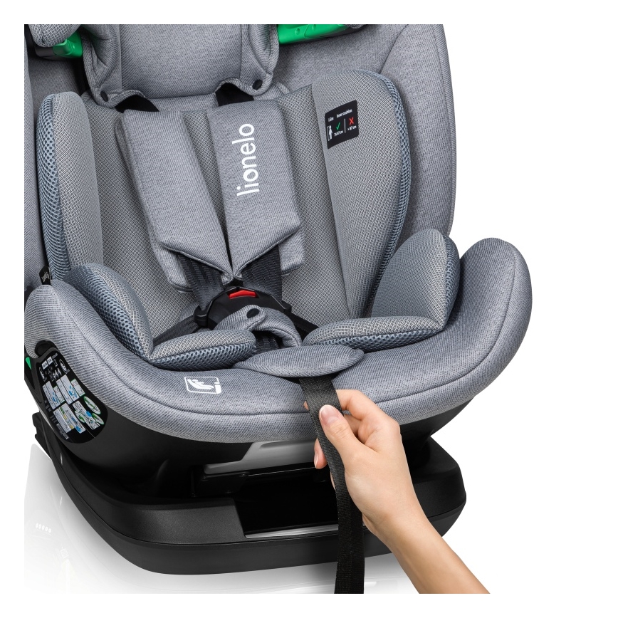 Lionelo - Seggiolino auto girevole con base LAVENDER i-Size 76-150 cm Grey Stone