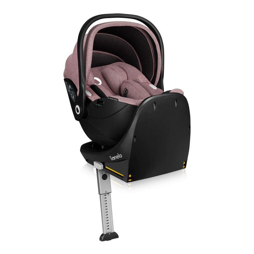 Lionelo - Seggiolino auto girevole con base MOXIE SET i-Size 40-87 cm Rosa malva