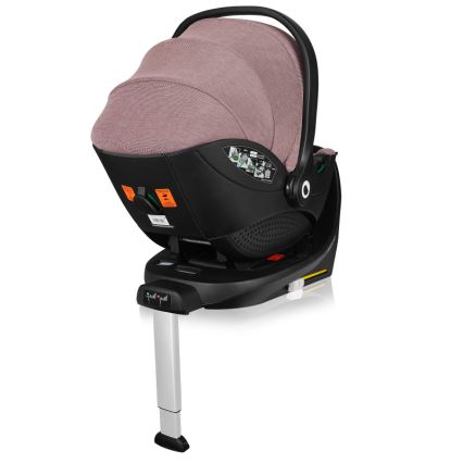 Lionelo - Seggiolino auto girevole con base MOXIE SET i-Size 40-87 cm Rosa malva
