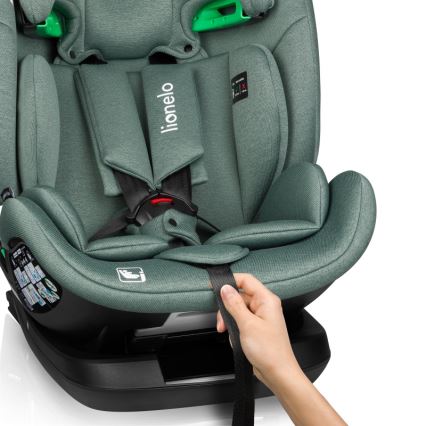 Lionelo - Seggiolino auto girevole i-Size LAVENDER con base, 76–150 cm, verde pistacchio