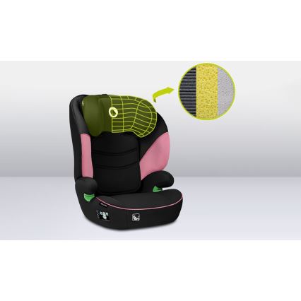 Lionelo - Seggiolino auto LARS i-Dimensioni 100-150 cm nero/rosa