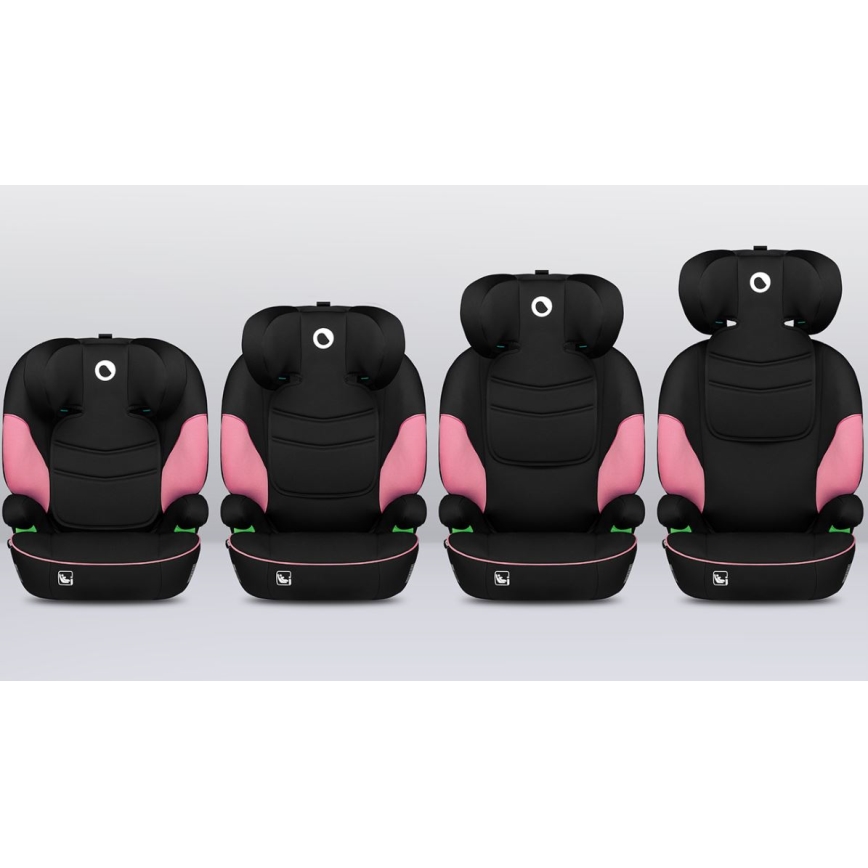 Lionelo - Seggiolino auto LARS i-Dimensioni 100-150 cm nero/rosa