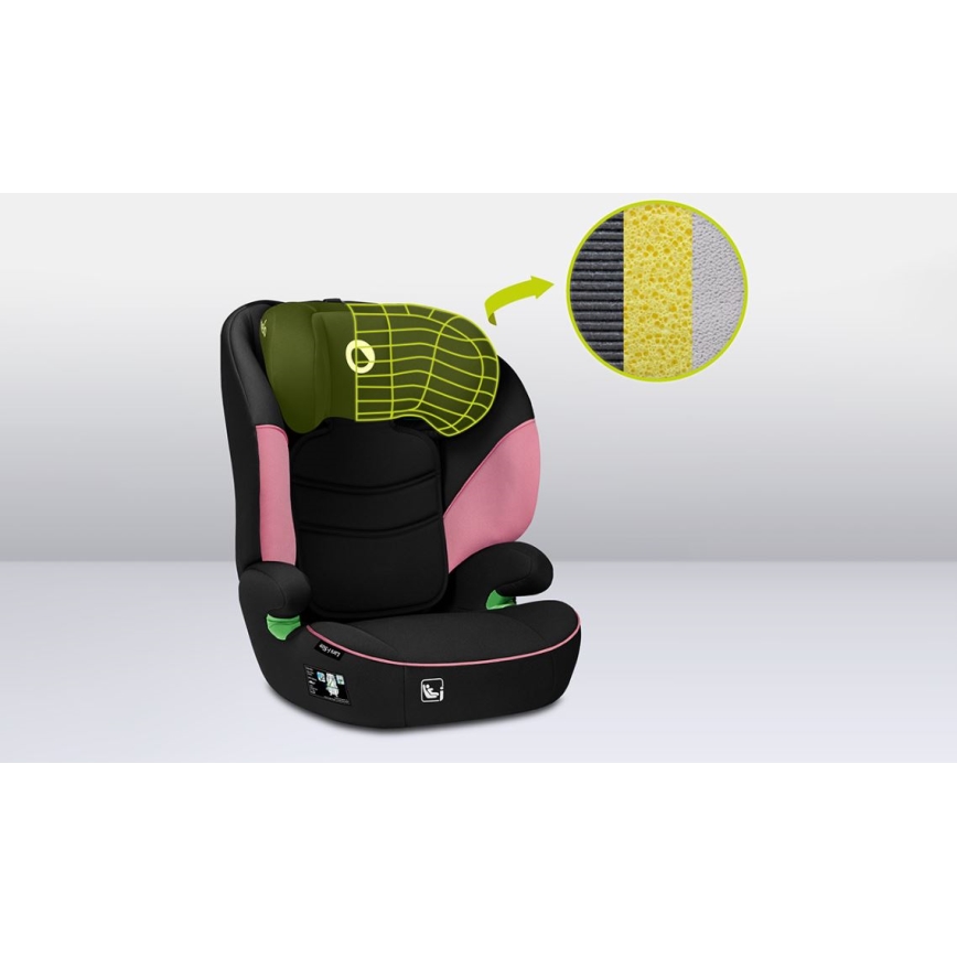 Lionelo - Seggiolino auto LARS i-Size 100-150 cm nero/rosa