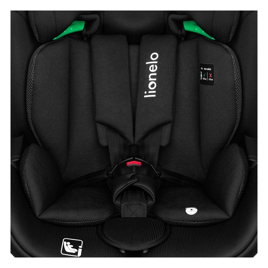 Lionelo - Seggiolino auto LAVENDER i-Size 76-150 cm con base girevole Black Carbon