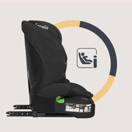 Lionelo - Seggiolino auto LEVI FIX i-Size 76-150 cm Nero Carbonio
