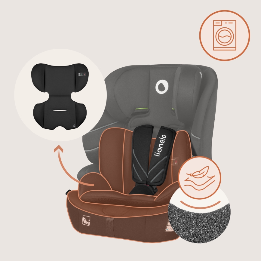 Lionelo - Seggiolino auto LEVI FIX i-Size 76-150 cm Nero Carbonio
