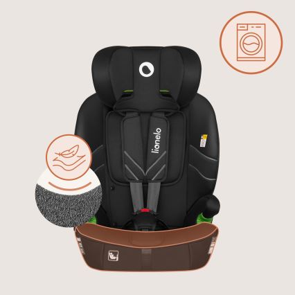 Lionelo - Seggiolino auto LEVI FIX i-Size 76-150 cm Nero Carbonio