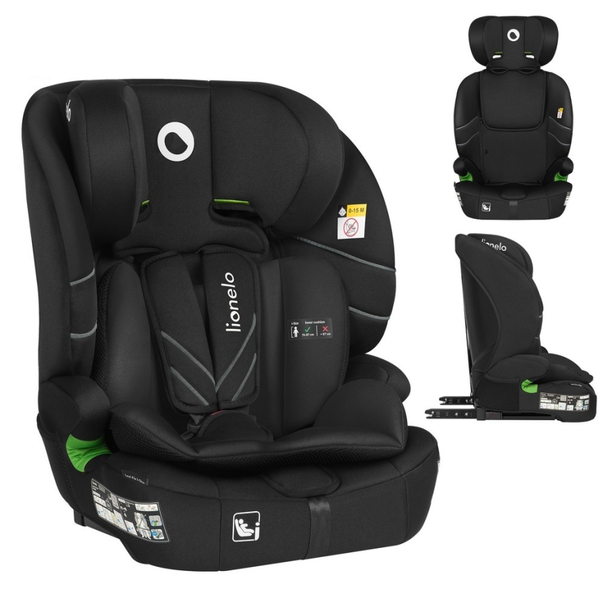 Lionelo - Seggiolino auto LEVI FIX i-Size 76-150 cm Nero Carbonio