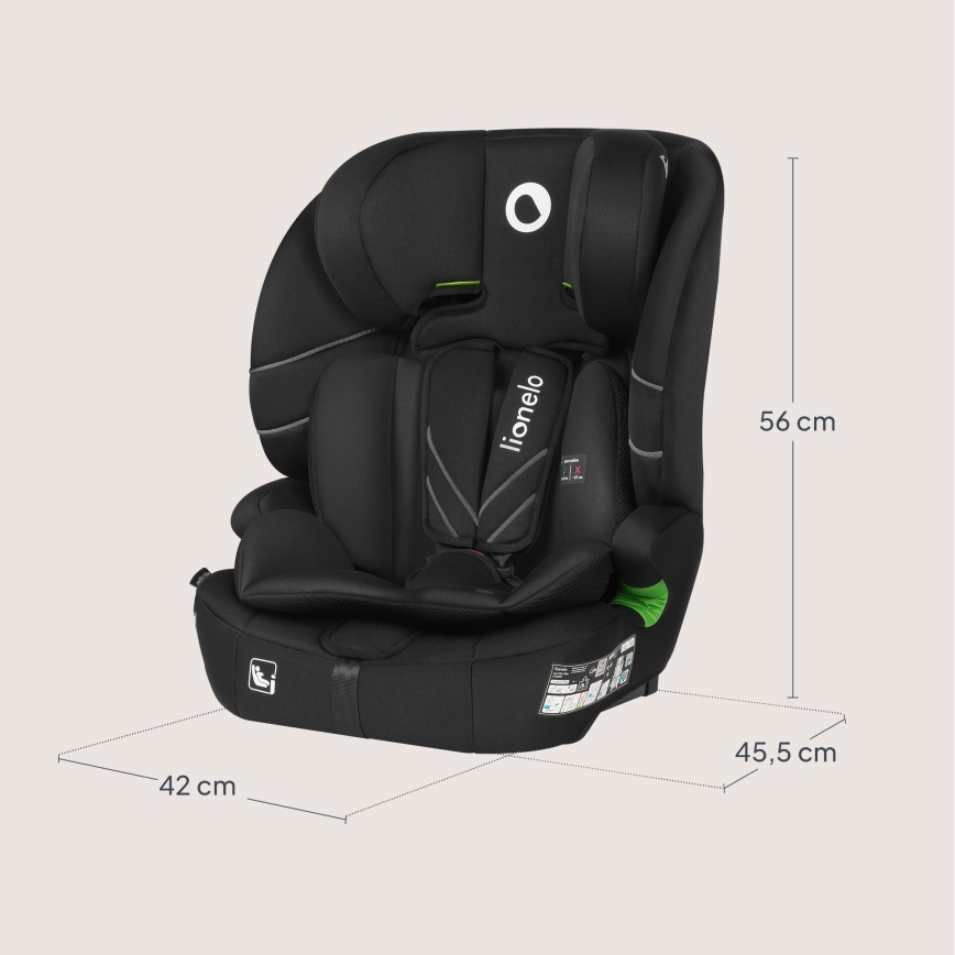 Lionelo - Seggiolino auto LEVI FIX i-Size 76-150 cm Nero Carbonio