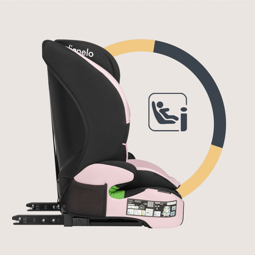 Lionelo - Seggiolino auto LEVI FIX i-Size 76-150 cm Rosa Baby