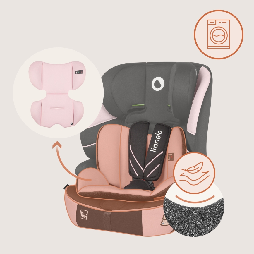 Lionelo - Seggiolino auto LEVI FIX i-Size 76-150 cm Rosa Baby