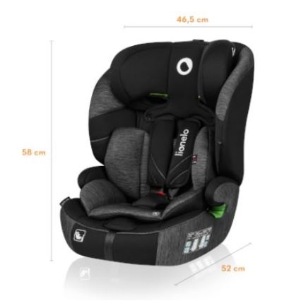 Lionelo - Seggiolino auto LEVI ONE i-Size 76-150 cm nero/grigio