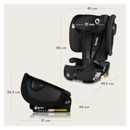 Lionelo - Seggiolino auto pieghevole NELLY i-Size 76-150 cm Nero Carbonio