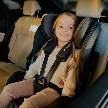 Lionelo - Seggiolino per auto con base girevole HARPER i-Size 76-150 cm Black Carbon