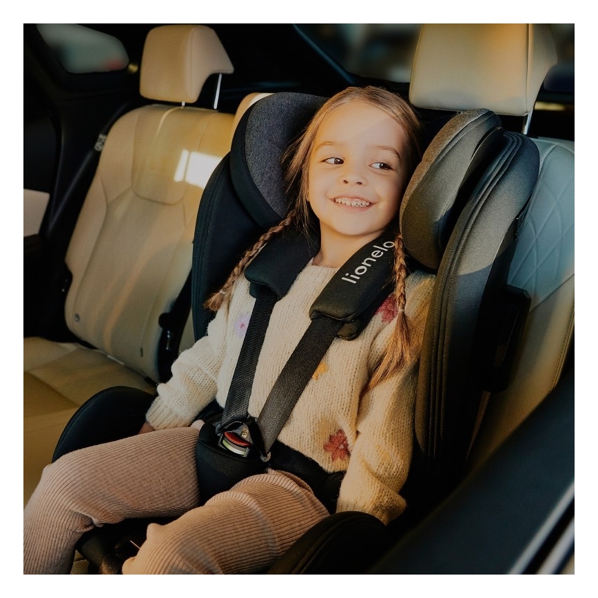 Lionelo - Seggiolino per auto con base girevole HARPER i-Size 76-150 cm Black Carbon