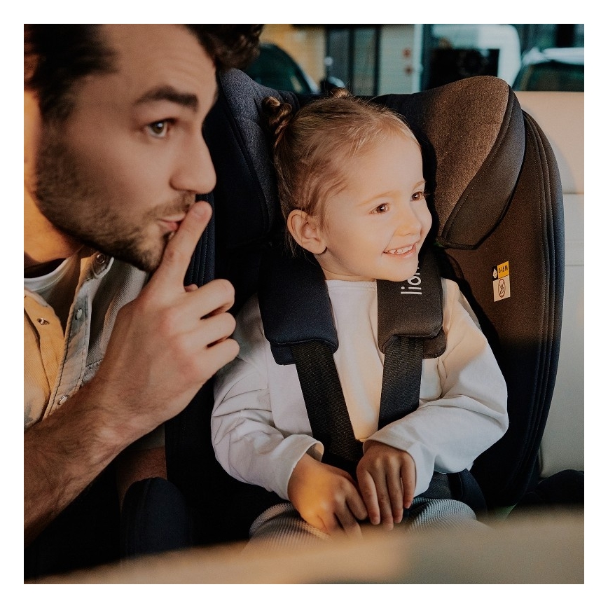 Lionelo - Seggiolino per auto con base girevole HARPER i-Size 76-150 cm Black Carbon