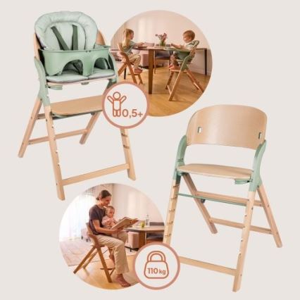 Lionelo - Seggiolone da pappa 3 in 1 MEGAN Legno Verde