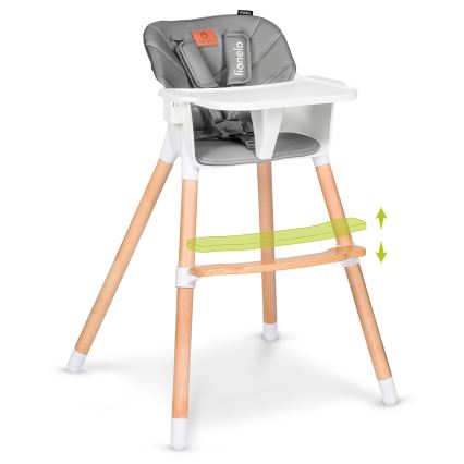Lionelo - Seggiolone da pranzo per bambini 2 in 1 KOEN Grey Stone
