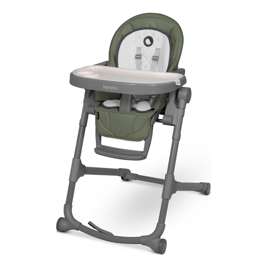Lionelo - Seggiolone da pranzo per bambini CORA PLUS Verde oliva