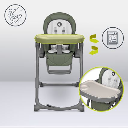 Lionelo - Seggiolone da pranzo per bambini CORA PLUS Verde oliva