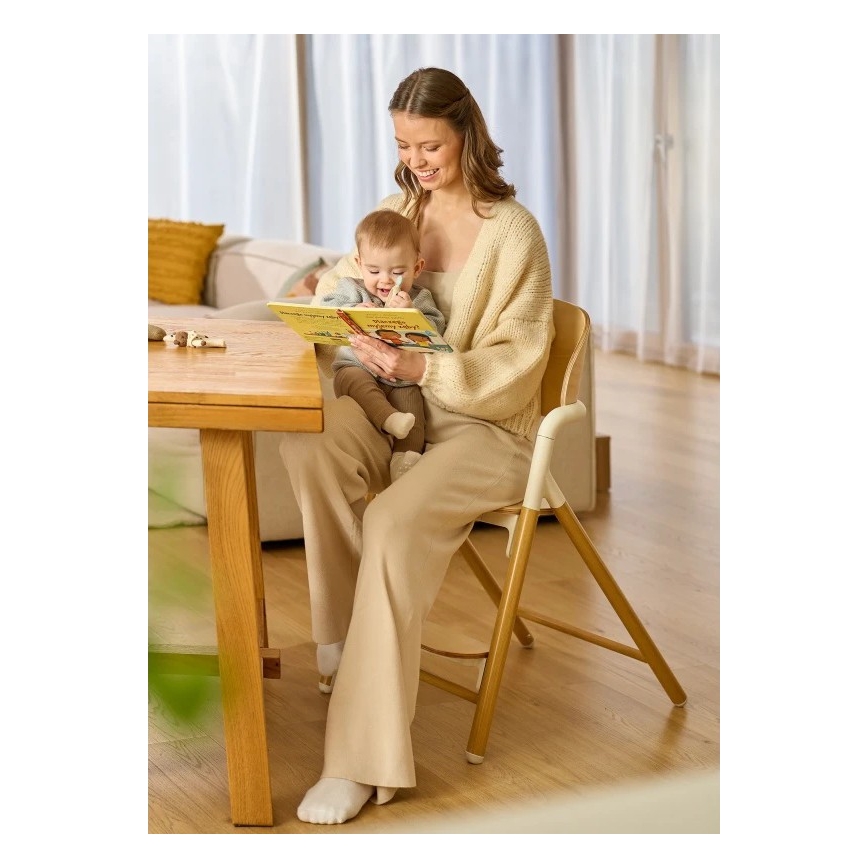 Lionelo - Seggiolone per bambini 3 in 1 CELIA White Natural Wood