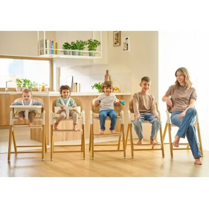 Lionelo - Seggiolone per bambini 3 in 1 CELIA White Natural Wood
