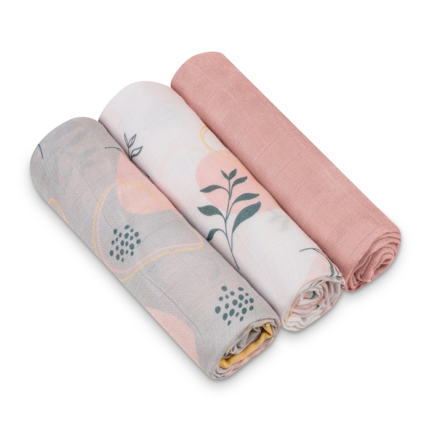 Lionelo - Set da 3 mussole in bambù BAMBOO SET 70x70 cm Leaf