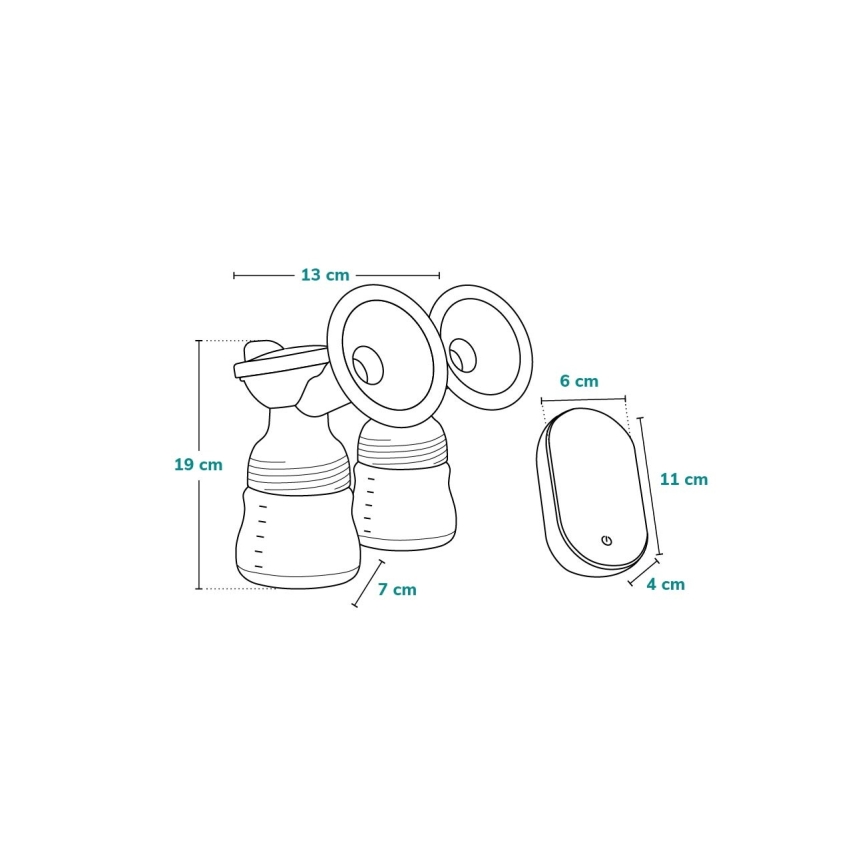 Lionelo - Tiralatte elettrico ricaricabile doppio per il latte materno TWEE GO 5V 1100 mAh 150 ml