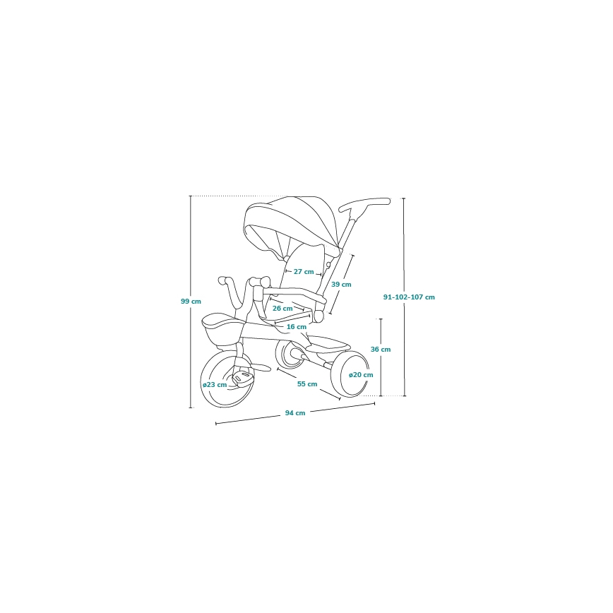 Lionelo - Triciclo per bambini HAARI rosa/grigio