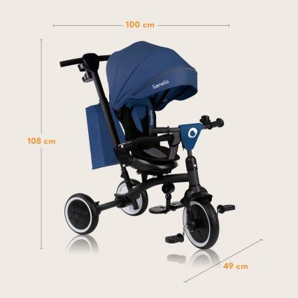 Lionelo - Triciclo per bambini TRIS PLUS Blu Denim