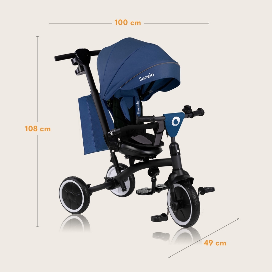 Lionelo - Triciclo per bambini TRIS PLUS Blu Denim