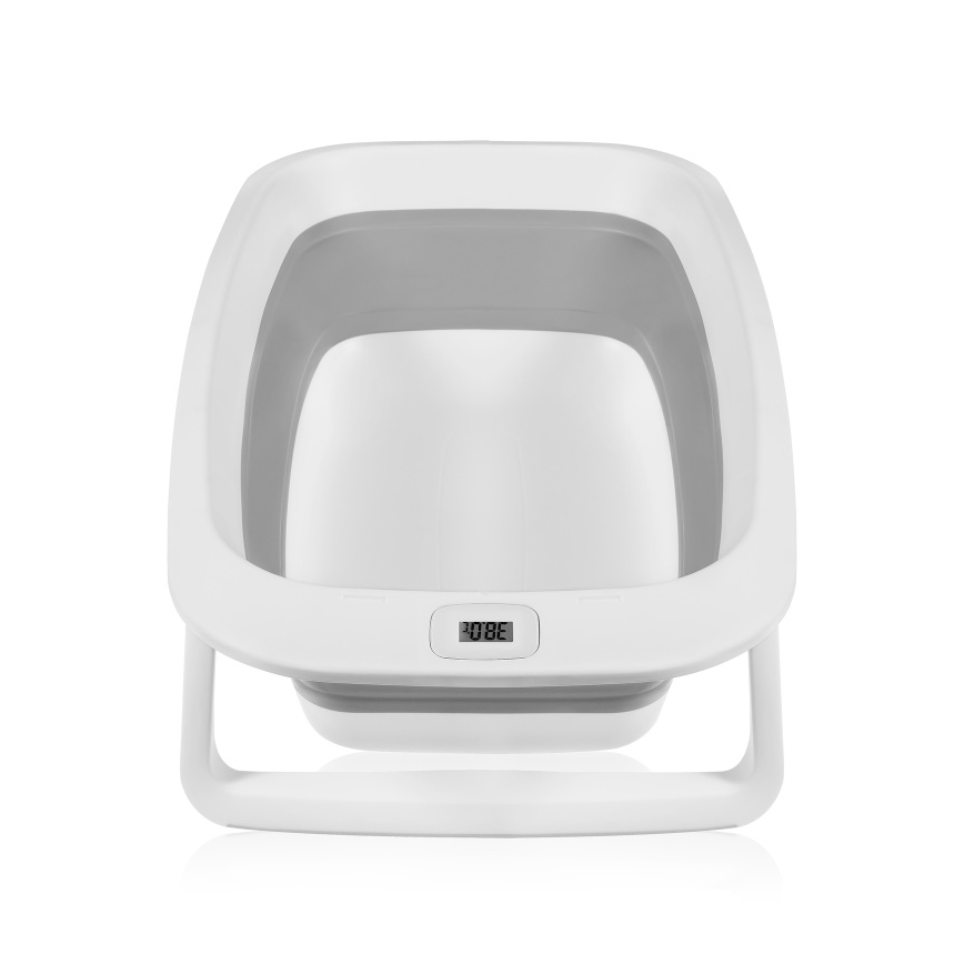 Lionelo - Vaschetta pieghevole per bambini con termometro BABY BUBBLE, 2x LR44, Grigio Colomba