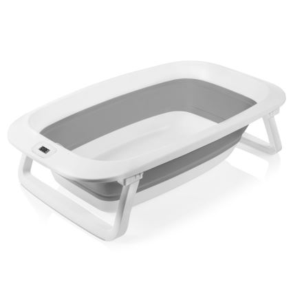 Lionelo - Vaschetta pieghevole per bambini con termometro BABY BUBBLE, 2x LR44, Grigio Colomba