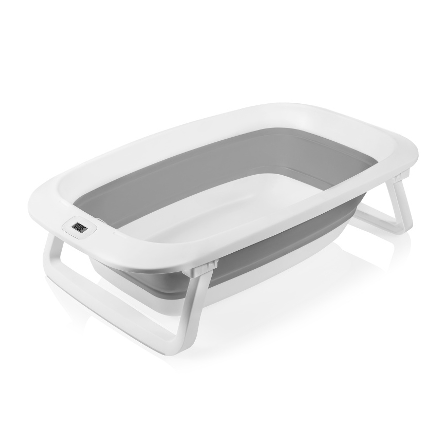 Lionelo - Vaschetta pieghevole per bambini con termometro BABY BUBBLE, 2x LR44, Grigio Colomba