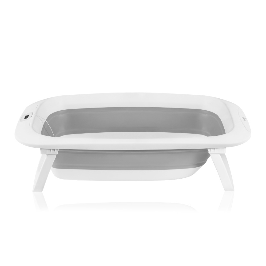 Lionelo - Vaschetta pieghevole per bambini con termometro BABY BUBBLE, 2x LR44, Grigio Colomba