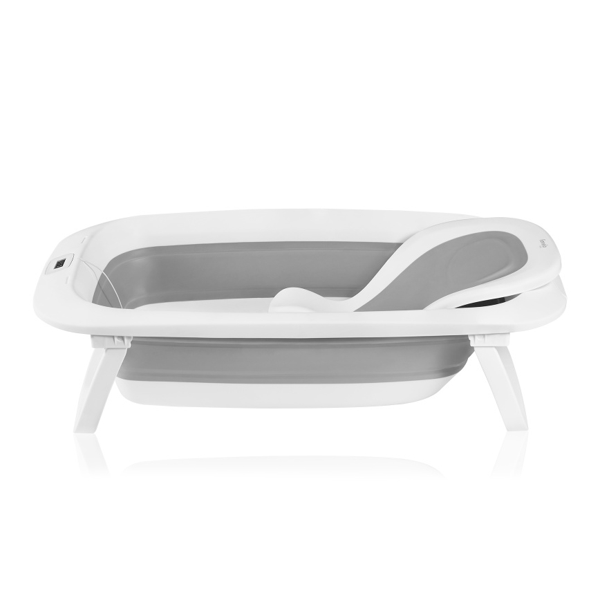 Lionelo - Vaschetta pieghevole per bambini con termometro BABY BUBBLE, 2x LR44, Grigio Colomba