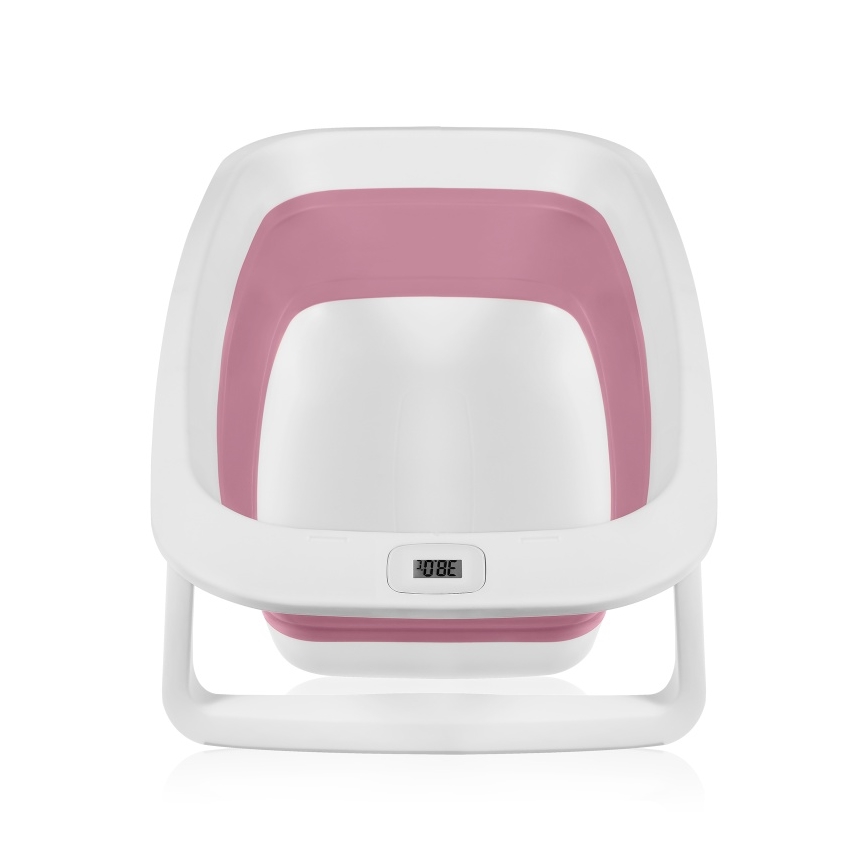 Lionelo - Vaschetta pieghevole per bambini con termometro BABY BUBBLE 2x LR44 Rosa magnolia