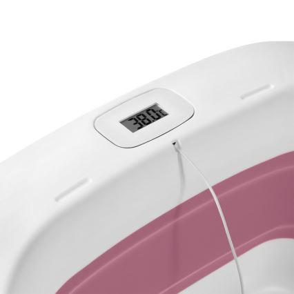 Lionelo - Vaschetta pieghevole per bambini con termometro BABY BUBBLE 2x LR44 Rosa magnolia