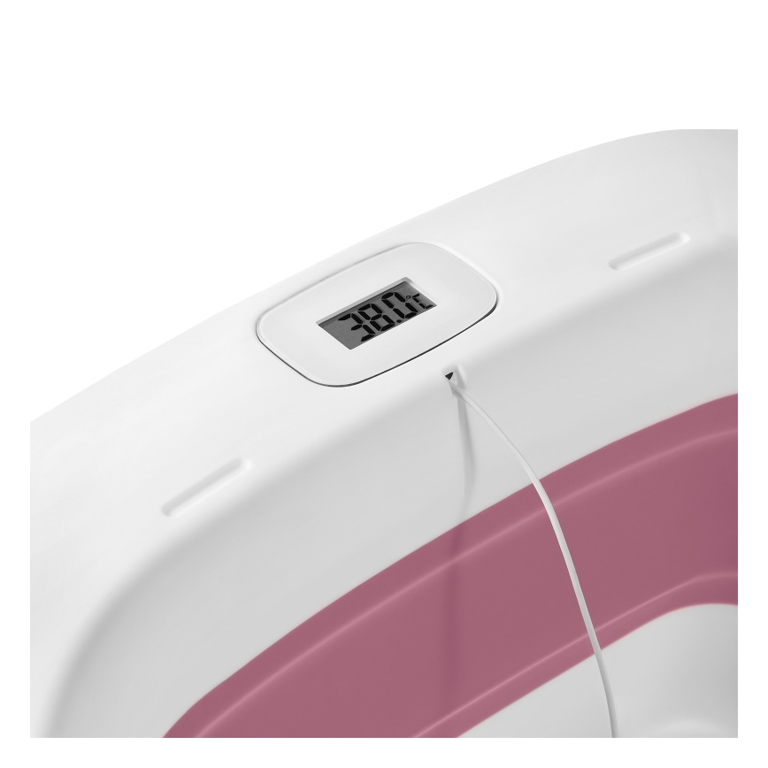 Lionelo - Vaschetta pieghevole per bambini con termometro BABY BUBBLE 2x LR44 Rosa magnolia