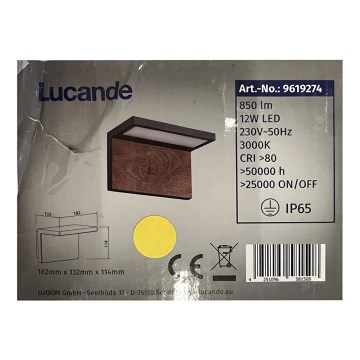 Lucande - Lampada da parete per esterni a LED LIGNUS LED/12W/230V IP65