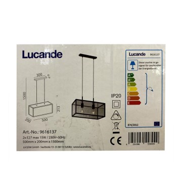 Lucande - Lampadario a sospensione con filo BEYZA 2xE27/15W/230