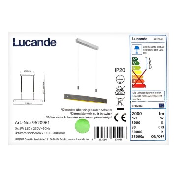 Lucande - Lampadario LED dimmerabile a filo LIO 5xLED/5W/230V