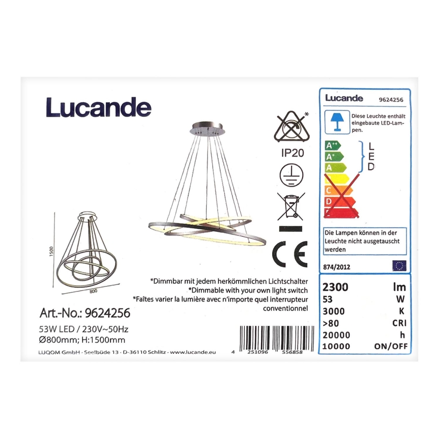 Lucande - Lampadario LED dimmerabile su una stringa EZANA LED/53W/230V