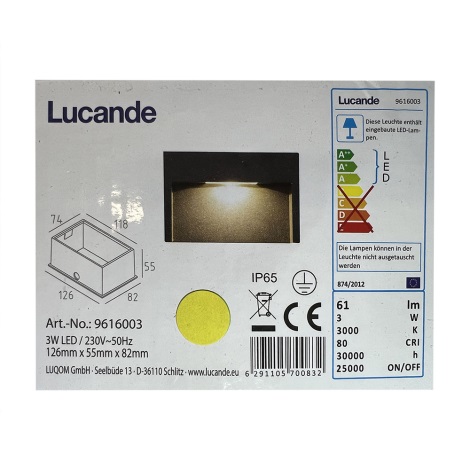 Lucande - Luce da esterno da incasso LED MITJA LED/3W/230V IP65