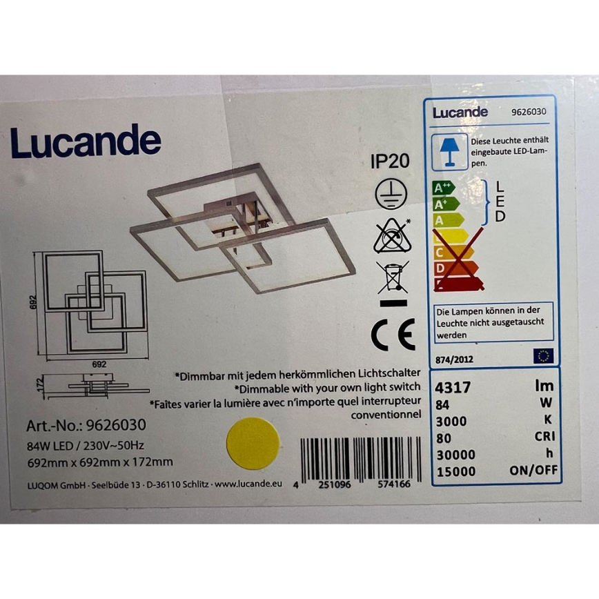 ZMH Plafoniera LED Dimmerabile, Plafoniera Per Soggiorno Con Telecomando 46 W Design Moderno 93649531
